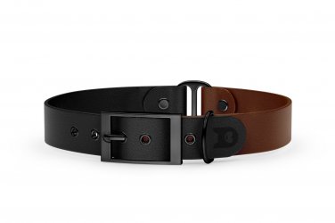 Dog Collar Duo: Black & Dark brown with Black