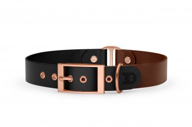 Dog Collar Duo: Black & Dark brown with Rosegold