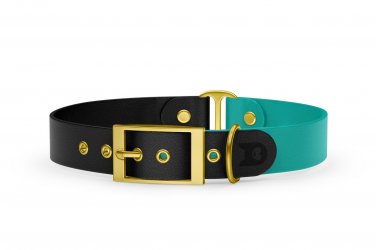 Dog Collar Duo: Black & Pastel green with Gold