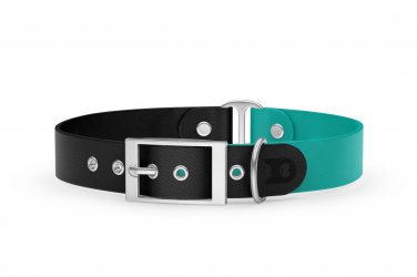 Dog Collar Duo: Black & Pastel green with Silver