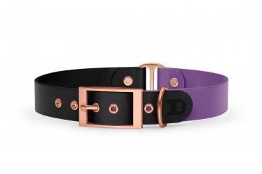 Dog Collar Duo: Black & Purpur with Rosegold