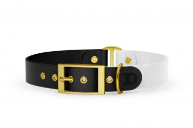 Dog Collar Duo: Black & White with Gold