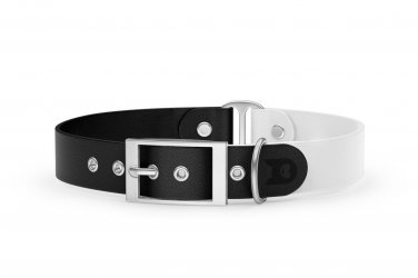 Dog Collar Duo: Black & White with Silver