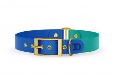 Dog Collar Duo: Blue & Pastel green with Gold