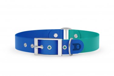 Dog Collar Duo: Blue & Pastel green with Silver