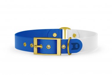 Dog Collar Duo: Blue & White with Gold