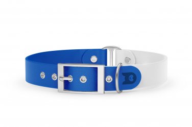 Dog Collar Duo: Blue & White with Silver