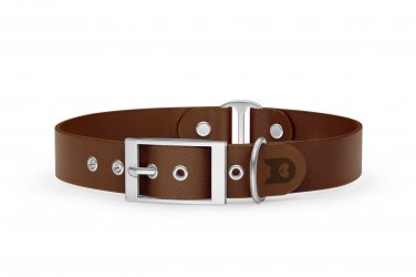 Dog Collar Duo: Dark brown & Dark brown with Silver