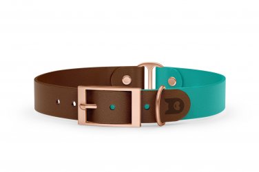 Dog Collar Duo: Dark brown & Pastel green with Rosegold