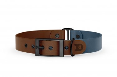 Dog Collar Duo: Dark brown & Petrol with Black