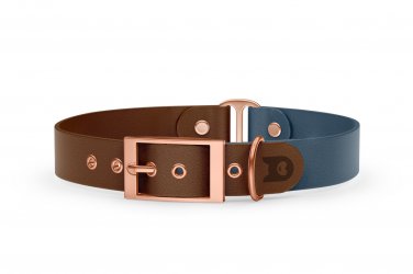 Dog Collar Duo: Dark brown & Petrol with Rosegold