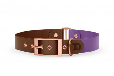 Dog Collar Duo: Dark brown & Purpur with Rosegold