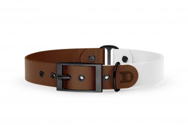 Dog Collar Duo: Dark brown & White with Black