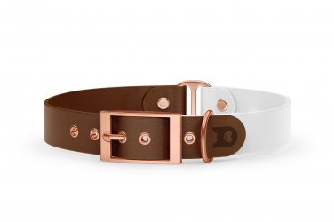 Dog Collar Duo: Dark brown & White with Rosegold