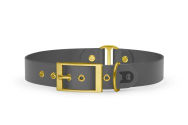 Dog Collar Duo: Gray & Gray with Gold