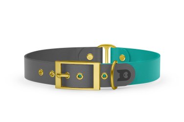 Dog Collar Duo: Gray & Pastel green with Gold