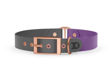 Dog Collar Duo: Gray & Purpur with Rosegold