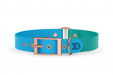 Dog Collar Duo: Light blue & Pastel green with Rosegold