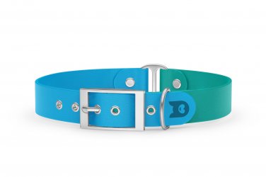 Dog Collar Duo: Light blue & Pastel green with Silver