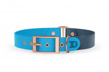 Dog Collar Duo: Light blue & Petrol with Rosegold