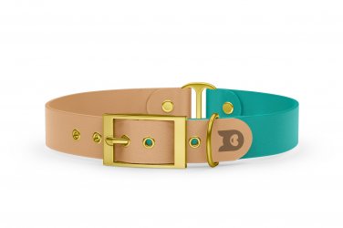 Dog Collar Duo: Light brown & Pastel green with Gold