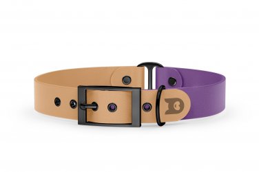 Dog Collar Duo: Light brown & Purpur with Black