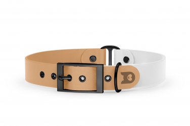 Dog Collar Duo: Light brown & White with Black