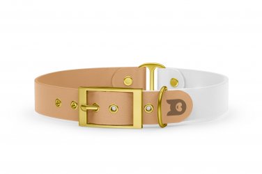 Dog Collar Duo: Light brown & White with Gold