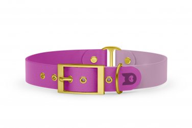 Dog Collar Duo: Light purple & Lilac with Gold