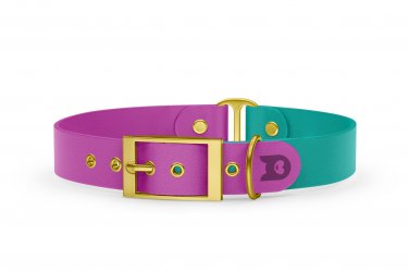 Dog Collar Duo: Light purple & Pastel green with Gold