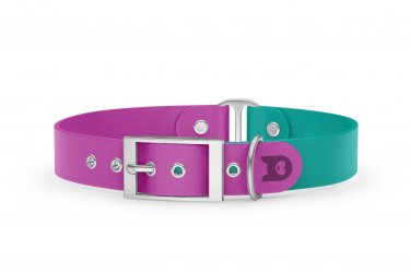 Dog Collar Duo: Light purple & Pastel green with Silver