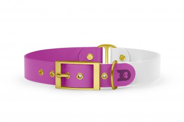 Dog Collar Duo: Light purple & White with Gold