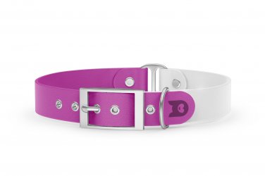 Dog Collar Duo: Light purple & White with Silver