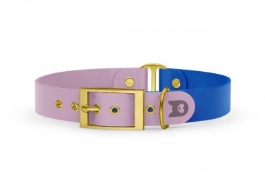 Dog Collar Duo: Lilac & Blue with Gold