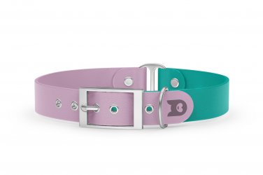 Dog Collar Duo: Lilac & Pastel green with Silver