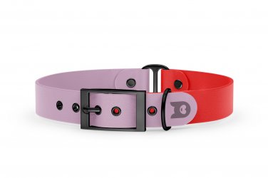 Dog Collar Duo: Lilac & Red with Black