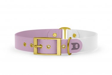 Dog Collar Duo: Lilac & White with Gold