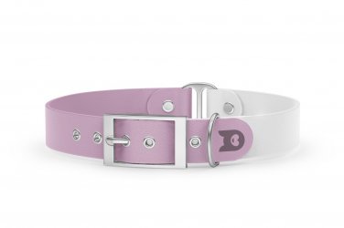 Dog Collar Duo: Lilac & White with Silver