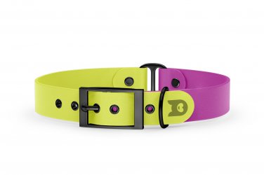 Dog Collar Duo: Neon yellow & Light purple with Black