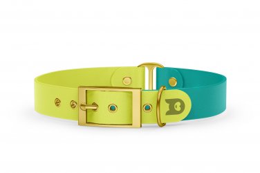 Dog Collar Duo: Neon yellow & Pastel green with Gold