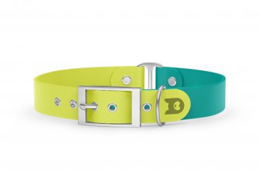 Dog Collar Duo: Neon yellow & Pastel green with Silver