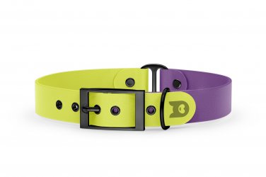 Dog Collar Duo: Neon yellow & Purpur with Black