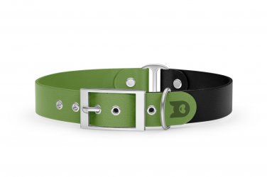 Dog Collar Duo: Olive & Black with Silver