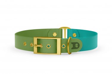 Dog Collar Duo: Olive & Pastel green with Gold