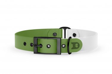 Dog Collar Duo: Olive & White with Black