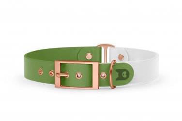 Dog Collar Duo: Olive & White with Rosegold