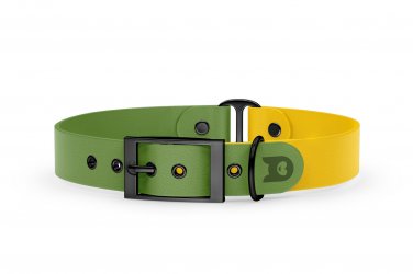 Dog Collar Duo: Olive & Yellow with Black