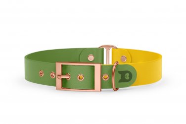 Dog Collar Duo: Olive & Yellow with Rosegold