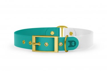 Dog Collar Duo: Pastel green & White with Gold