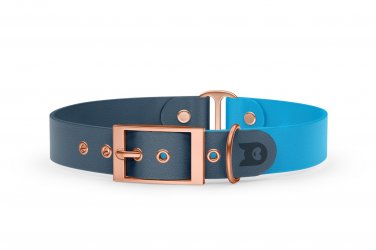 Dog Collar Duo: Petrol & Light blue with Rosegold